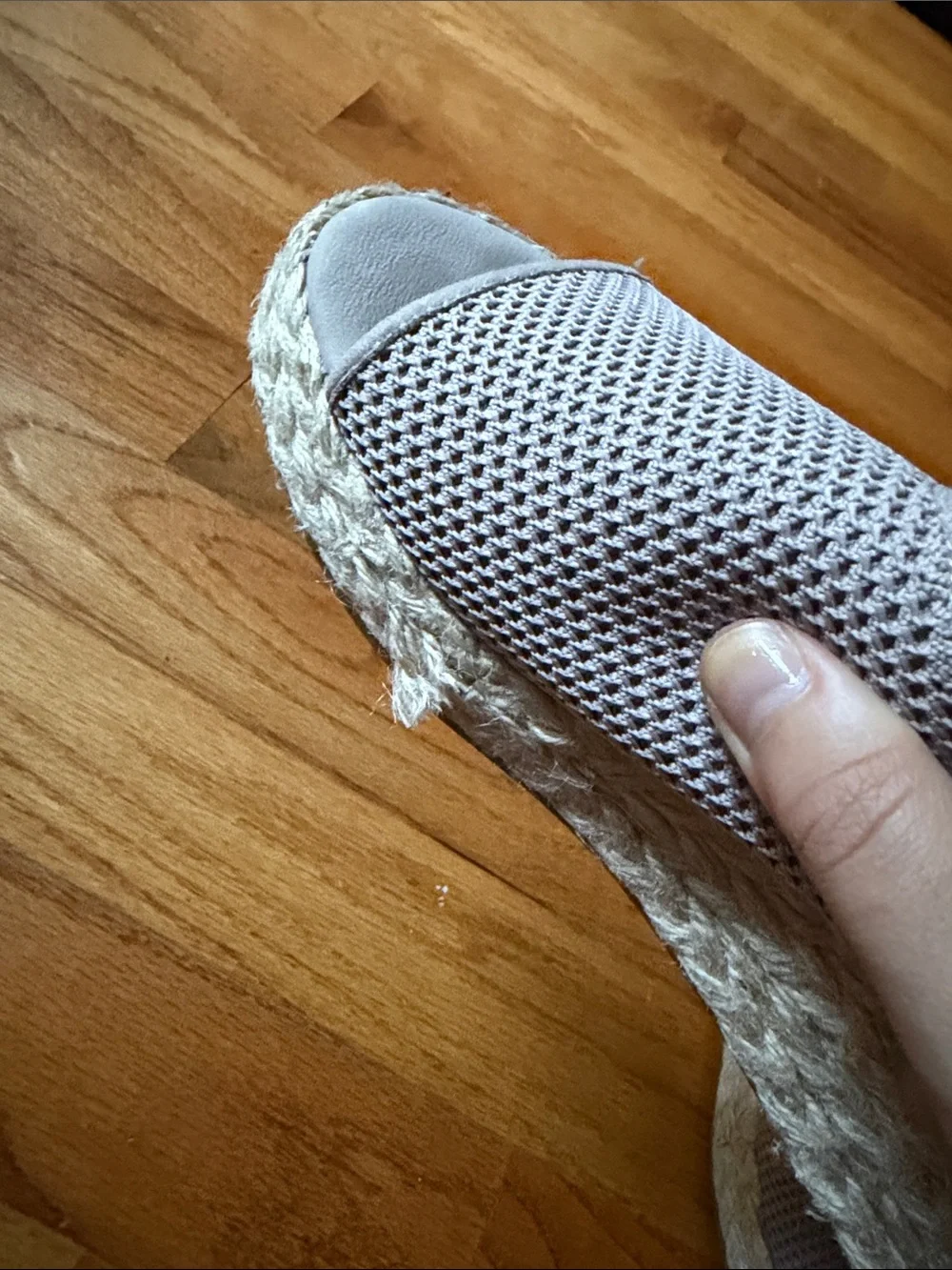 Eileen Fisher Light Gray Knit Espadrille Wedge Slide